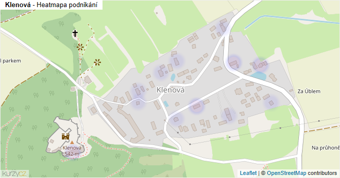 Klenová - mapa podnikání