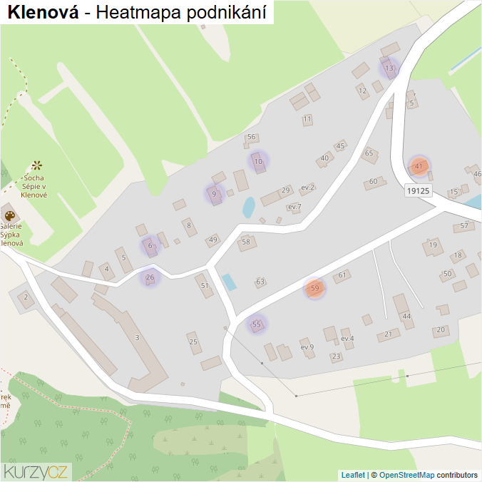 Mapa Klenová - Firmy v části obce.