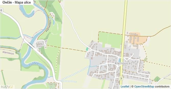 Ovčín - mapa ulice