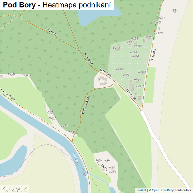 Mapa Pod Bory - Firmy v ulici.