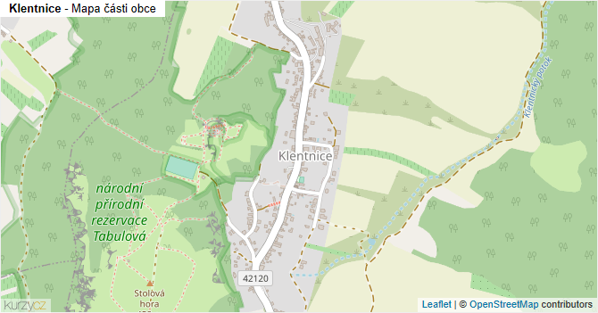 Klentnice - mapa části obce