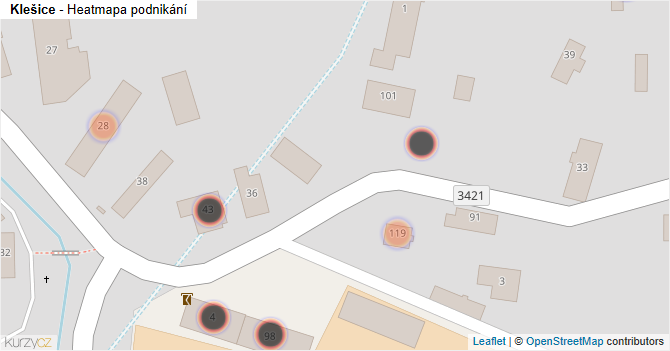 Klešice - mapa podnikání