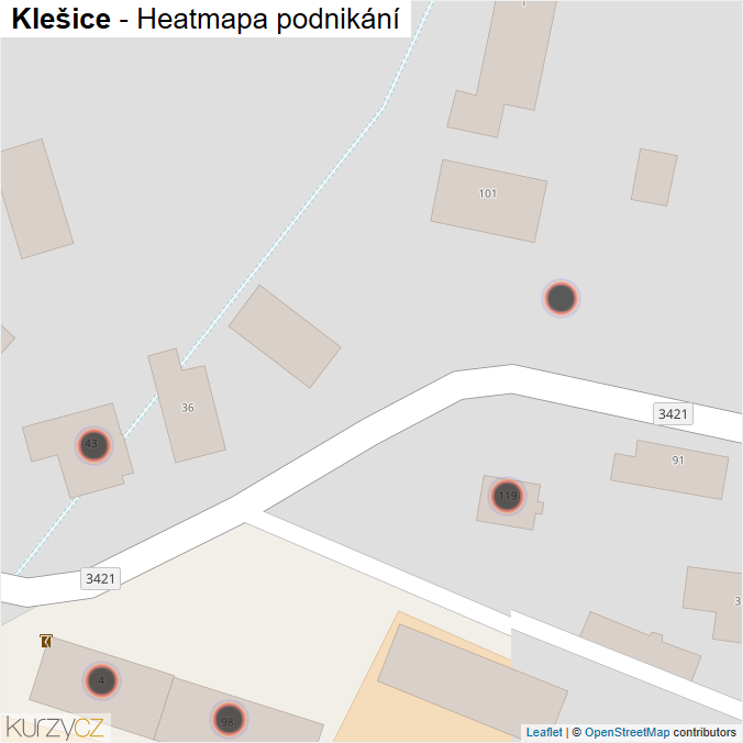 Mapa Klešice - Firmy v obci.