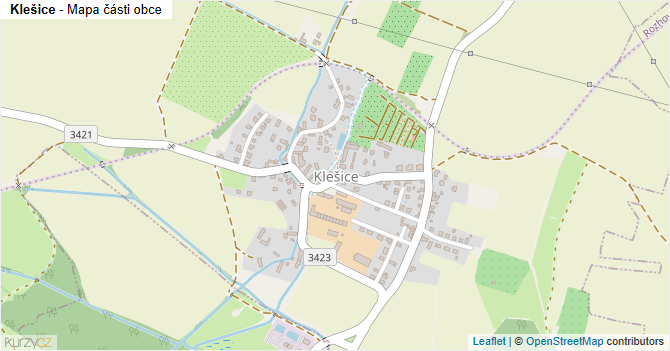 Klešice - mapa části obce