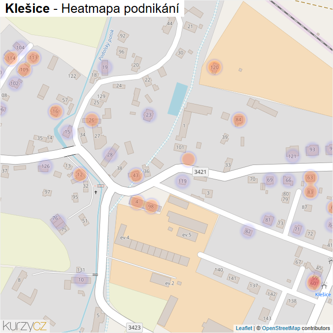 Mapa Klešice - Firmy v části obce.