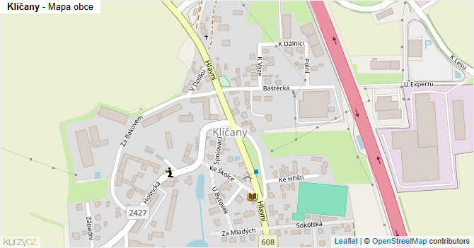 Klíčany - mapa obce