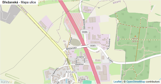 Břežanská - mapa ulice