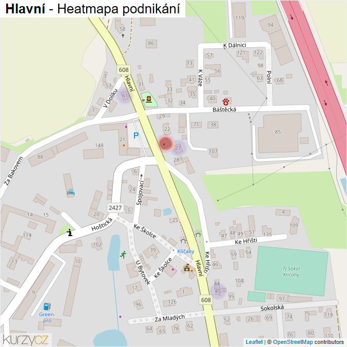Mapa Hlavní - Firmy v ulici.