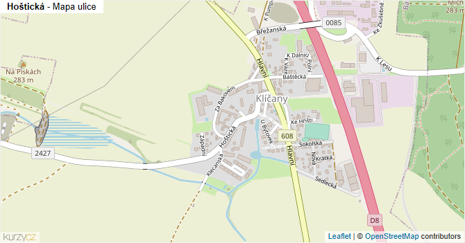 Hoštická - mapa ulice