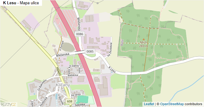 K Lesu - mapa ulice