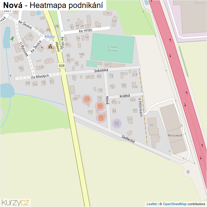 Mapa Nová - Firmy v ulici.