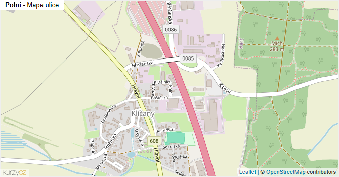 Polní - mapa ulice