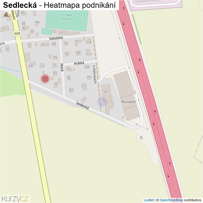 Mapa Sedlecká - Firmy v ulici.