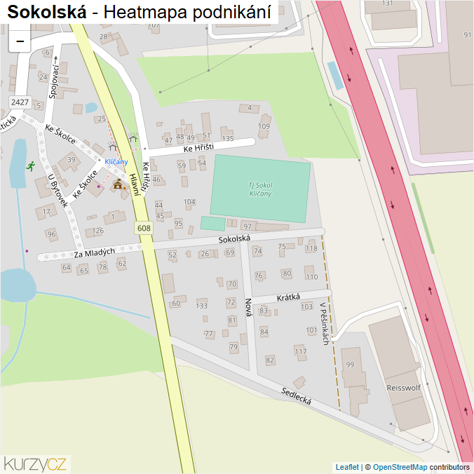 Mapa Sokolská - Firmy v ulici.