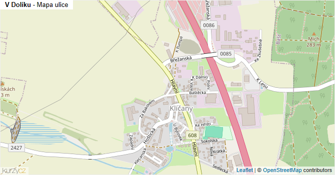 V Dolíku - mapa ulice