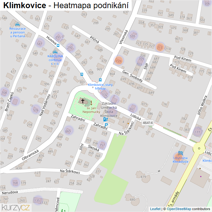 Mapa Klimkovice - Firmy v obci.