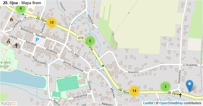 28. října - mapa firem