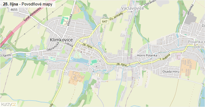 28. října - záplavové mapy stoleté vody