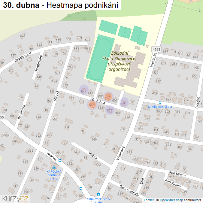 Mapa 30. dubna - Firmy v ulici.