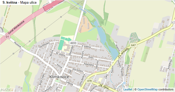 9. května - mapa ulice