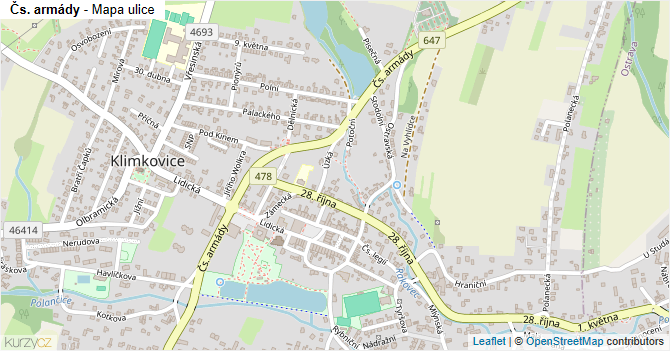 Čs. armády - mapa ulice