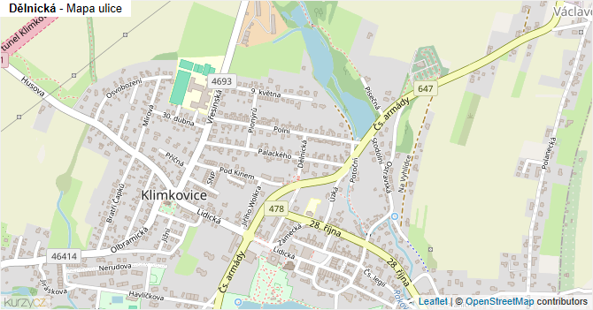 Dělnická - mapa ulice