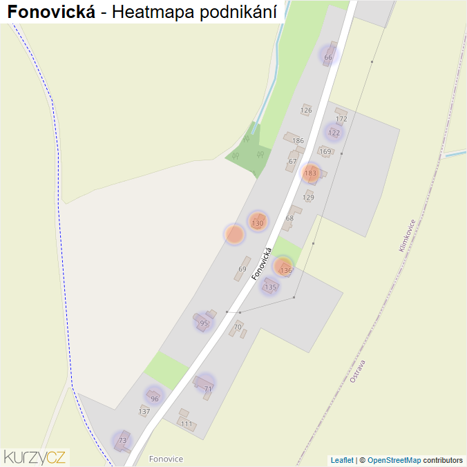 Mapa Fonovická - Firmy v ulici.