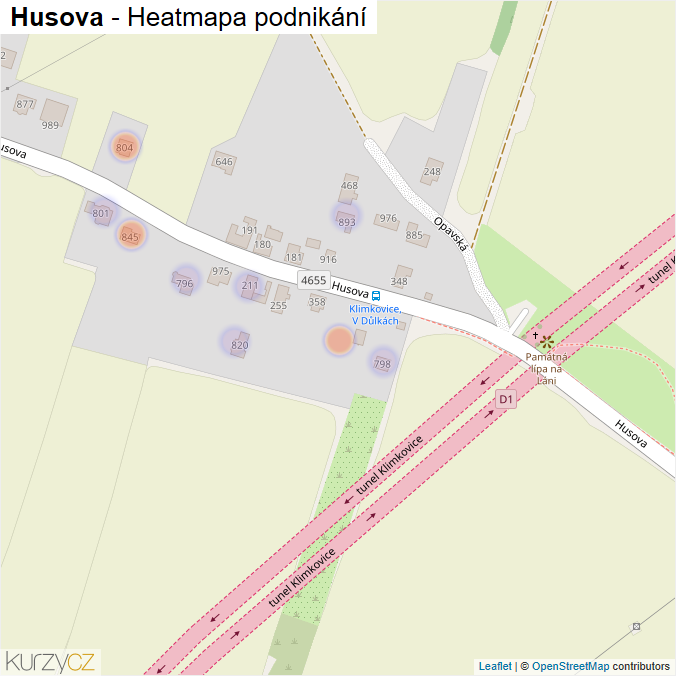 Mapa Husova - Firmy v ulici.