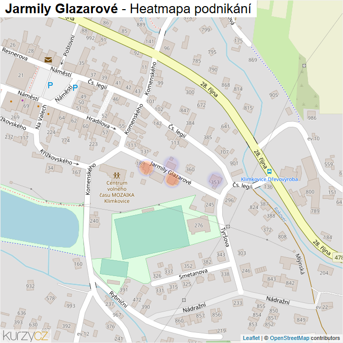 Mapa Jarmily Glazarové - Firmy v ulici.