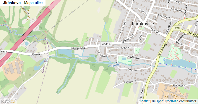 Jiráskova - mapa ulice