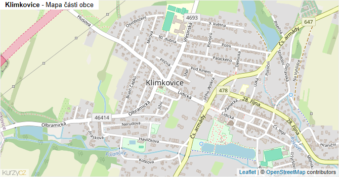 Klimkovice - mapa části obce