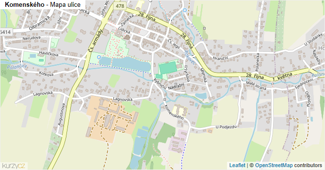 Komenského - mapa ulice