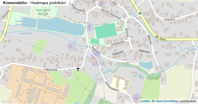 Komenského - mapa podnikání