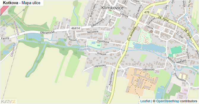 Kotkova - mapa ulice