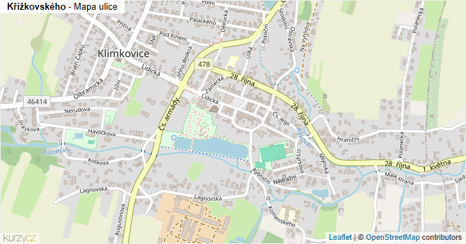 Křížkovského - mapa ulice
