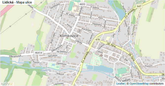 Lidická - mapa ulice