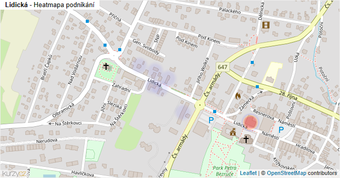 Lidická - mapa podnikání