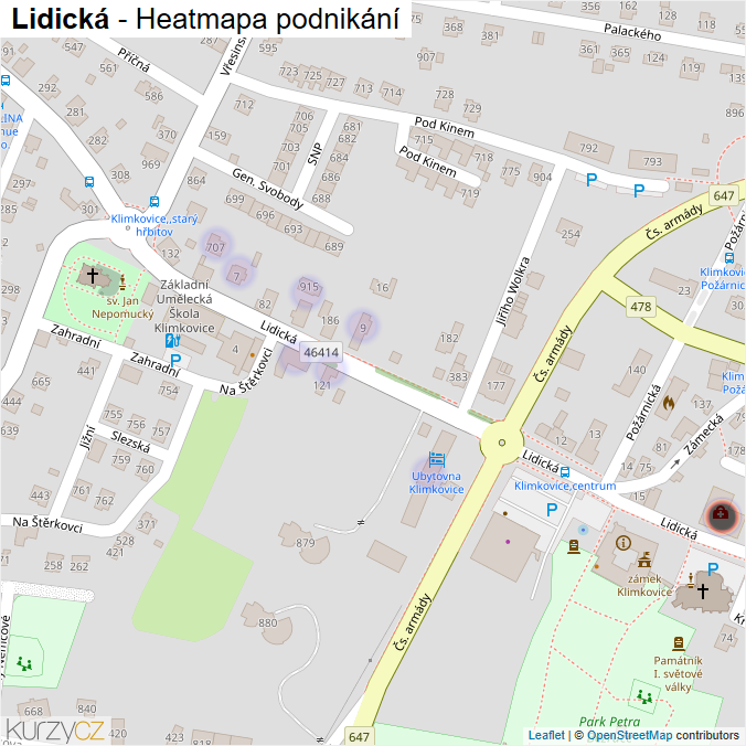 Mapa Lidická - Firmy v ulici.