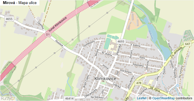 Mírová - mapa ulice