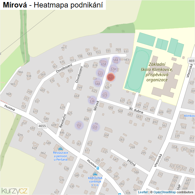 Mapa Mírová - Firmy v ulici.