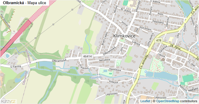 Olbramická - mapa ulice