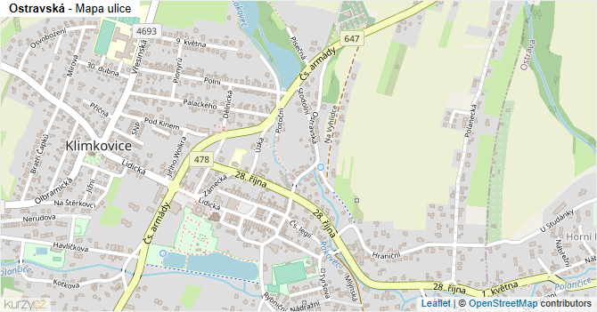 Ostravská - mapa ulice