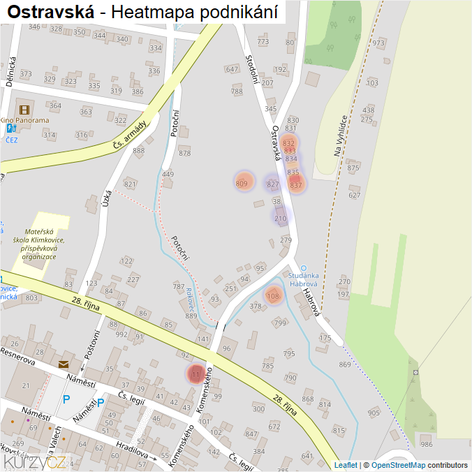 Mapa Ostravská - Firmy v ulici.