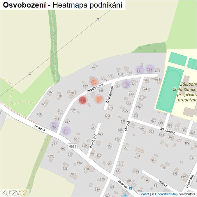Mapa Osvobození - Firmy v ulici.