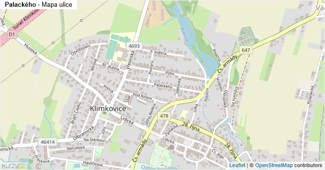 Palackého - mapa ulice