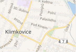 Pod kinem v obci Klimkovice - mapa ulice