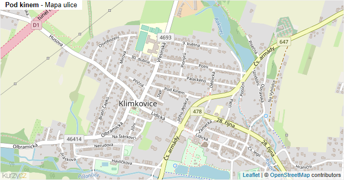 Pod kinem - mapa ulice