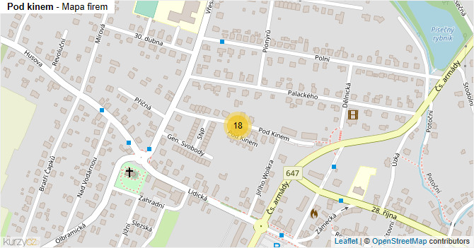 Pod kinem - mapa firem
