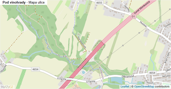 Pod vinohrady - mapa ulice