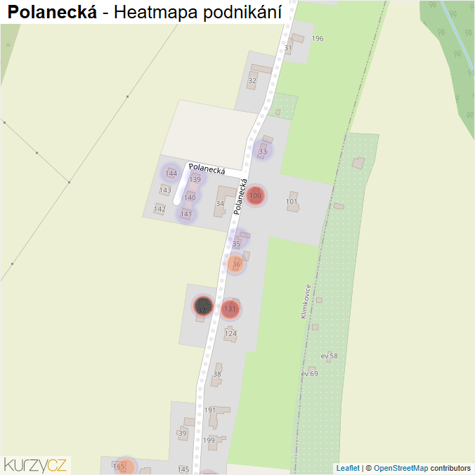 Mapa Polanecká - Firmy v ulici.